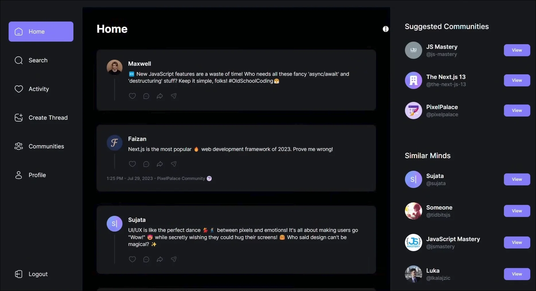 Home Thread Timeline Feed